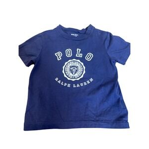 Ralph Lauren Shirt Boys 9-12 Months Navy Polo Crest Logo Graphic Tee Snaps